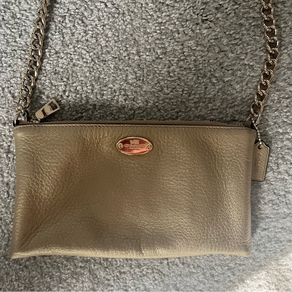 Coach Soft Leather Gold Small Crossbody Bag